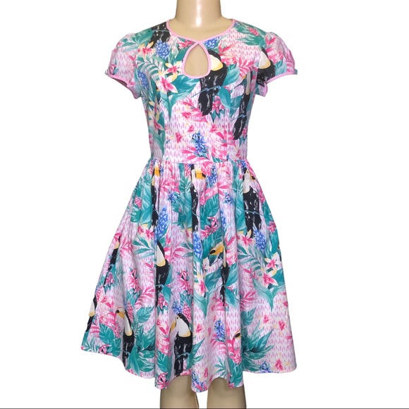 Hell Bunny Toucan Mid Dress w/ Pockets Size US XS / EU8 - Picture 5 of 11